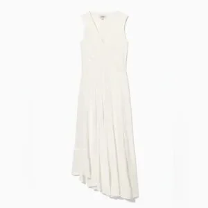 Cos White Mini Dress  Cos Floaty Asymmetric Midi Dress  Size 36  Depop